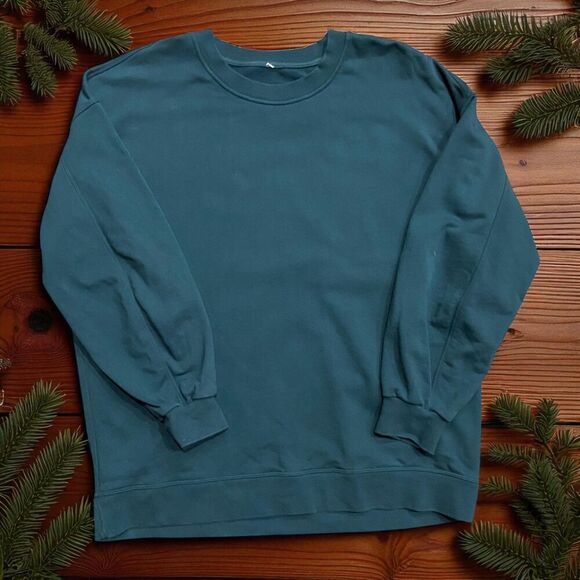 Lululemon Athletic Crewneck Aqua Green Sweatshirt Cotton Blend Men's Size Large - Picture 1 of 7